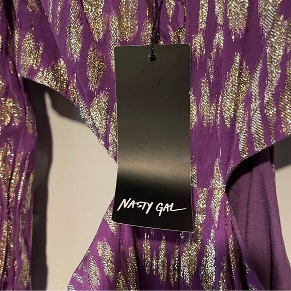 NEW Nasty Gal Purple Metallic Zebra Print Maxi Dress Size 2 - Picture 6 of 9